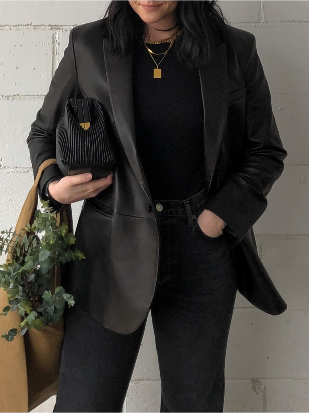 Mackage Black Leather Blazer Jacket